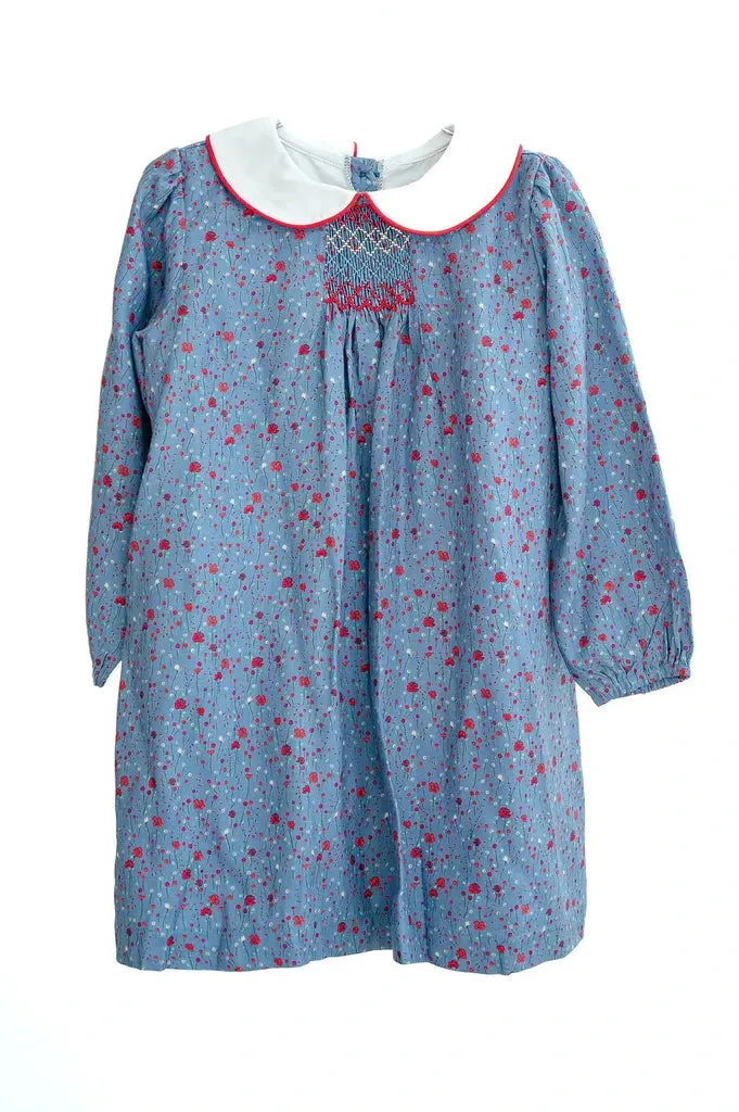 Blue Floral Smocked Sadie Dress