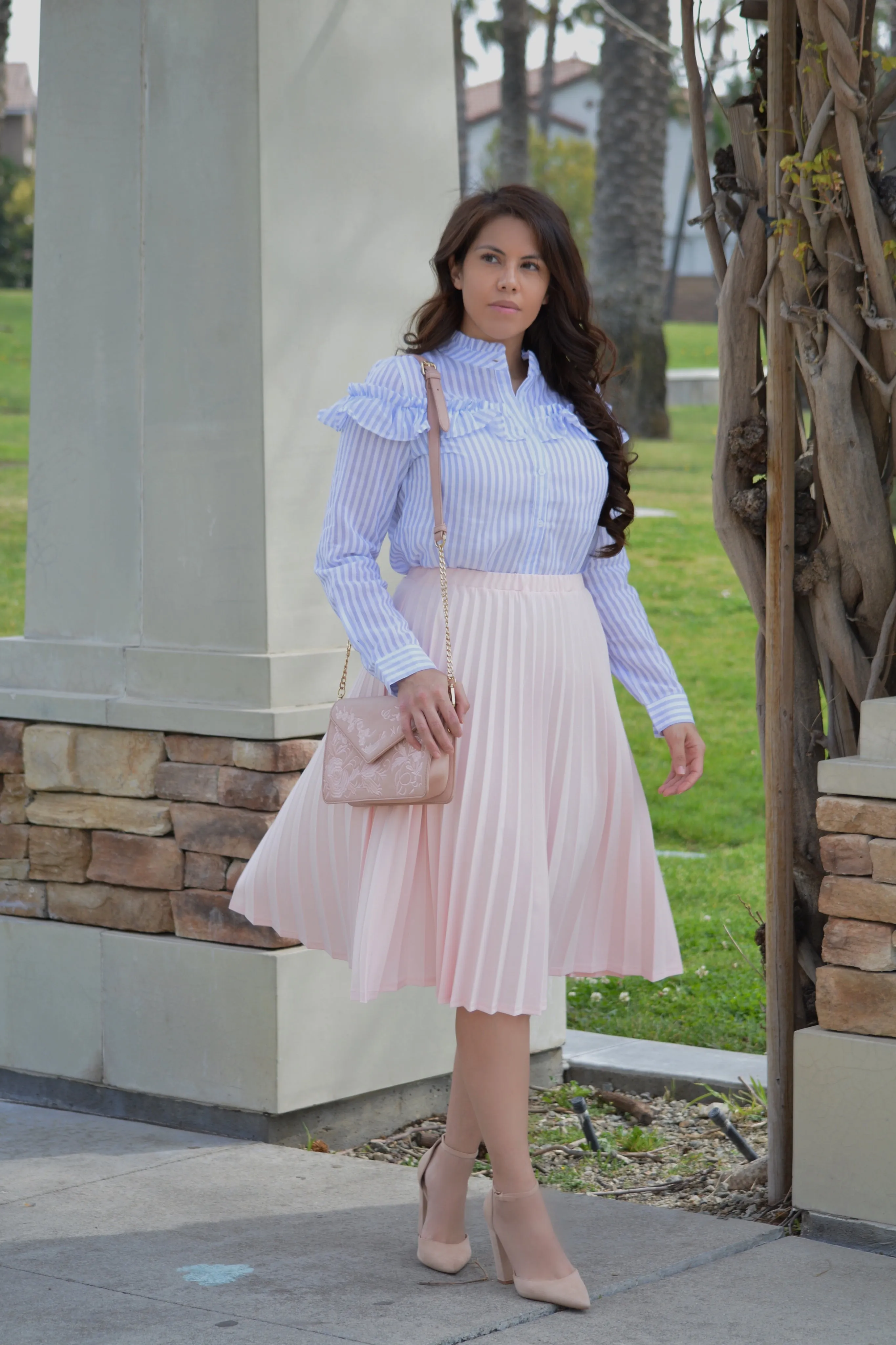 Cheryl Pink Pleated Skirt