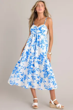 Chronicles of Myself Blue Floral Midi Dress