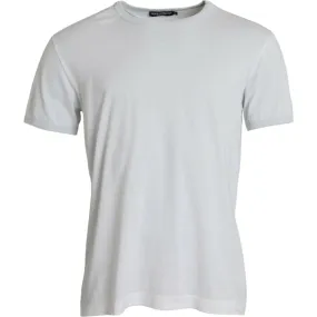 Dolce & Gabbana White Cotton Round Neck Short Sleeve T-shirt