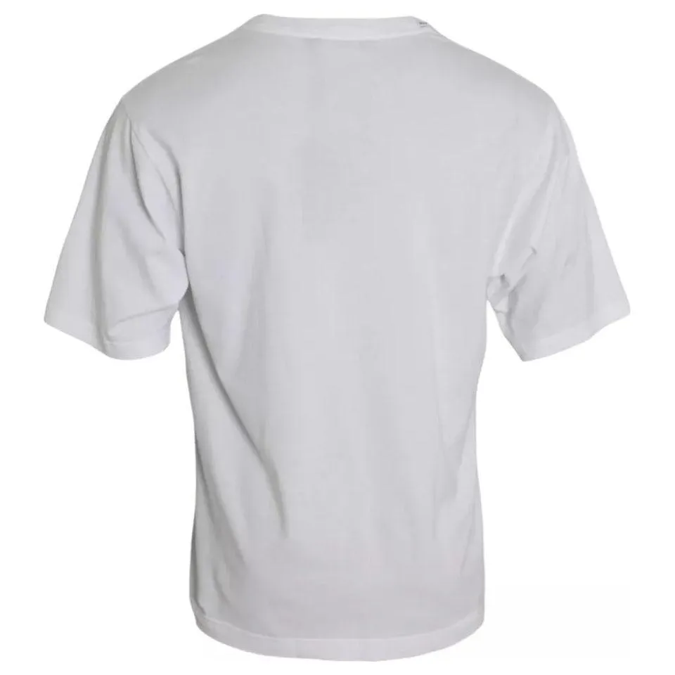 Dolce & Gabbana White Logo Cotton Round Neck Short Sleeves T-shirt