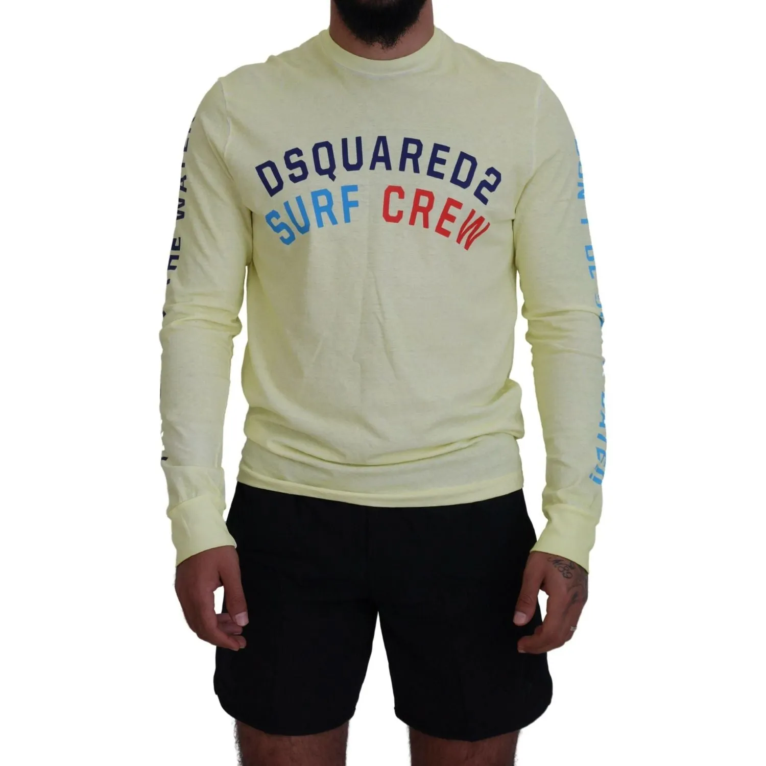 Dsquared² Yellow Colorful Print Long Sleeves Top T-shirt