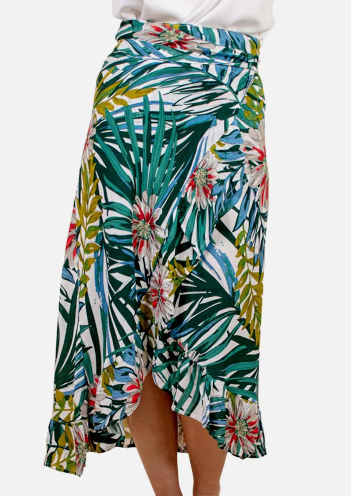 Floral Pattern Wrap Skirt