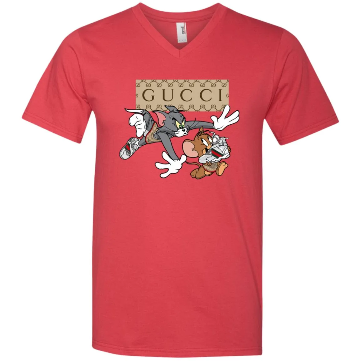 Gucci Tom And Jerry Cartoon T-shirt Men V-Neck T-Shirt