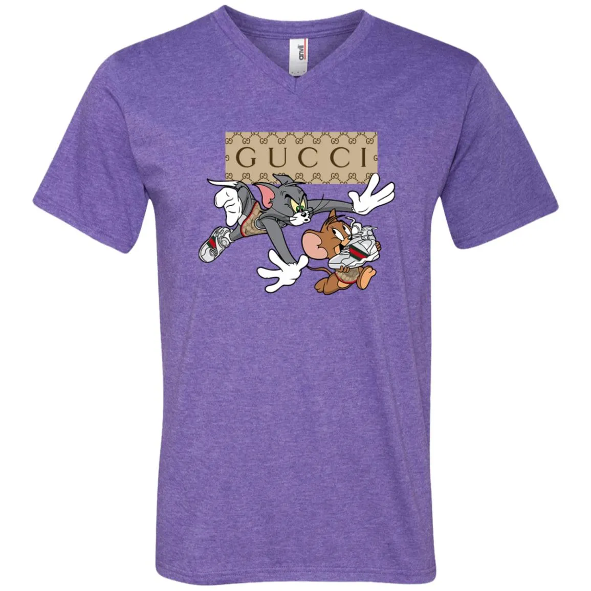 Gucci Tom And Jerry Cartoon T-shirt Men V-Neck T-Shirt