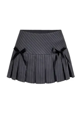 Lorena Pleated Mini Skirt (Blue Grey)