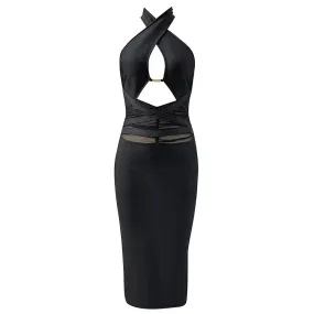 Maeve Halter Cut Out Midi Dress