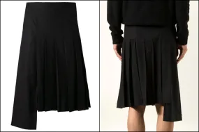 Men's Pleated Short Kilt  / Asymmetric Skirt