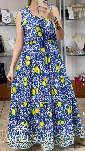 Mosaic Lemons Maxi Dress