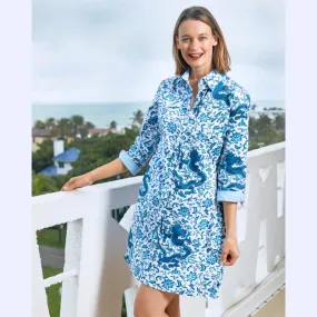 Navy Dragon Print Dress