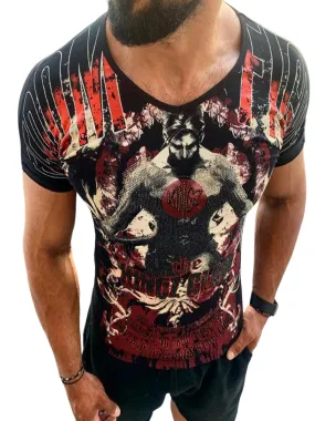 Rhinestone Men’s T-shirt BLACK #4010