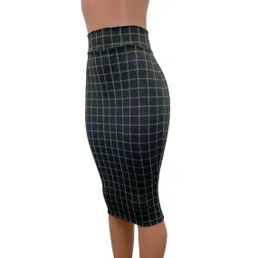 SALE - Long Pencil Skirt - Soft Gray Plaid - Bodycon Skirt - Midi Skirt