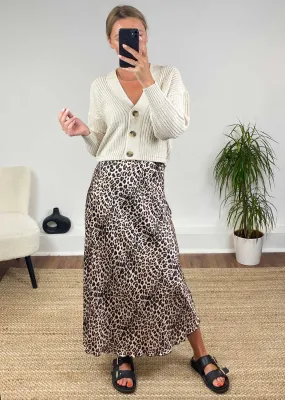 Sansi Leopard Silky Skirt