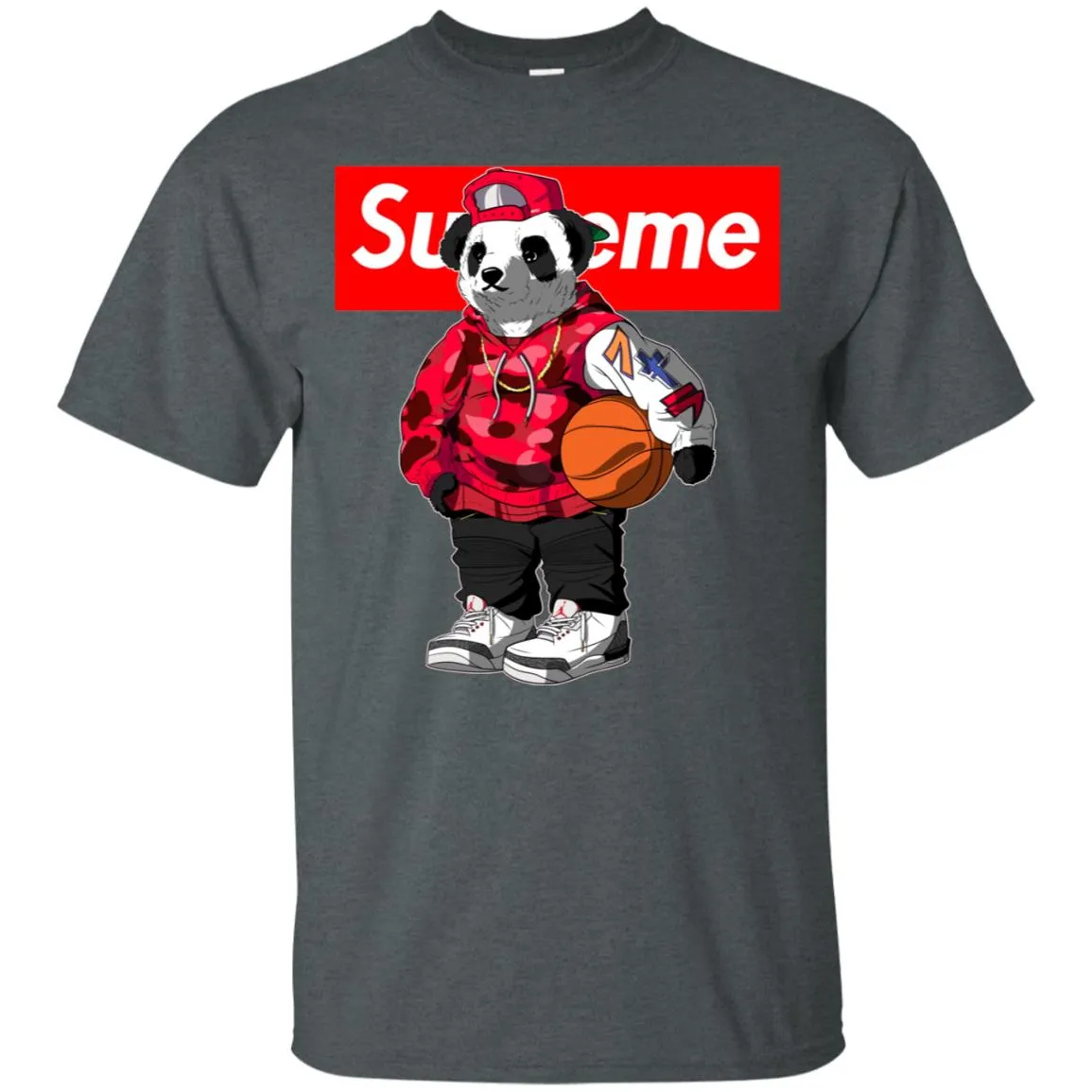 Supreme Bear Basketball T-shirt Men Cotton T-Shirt