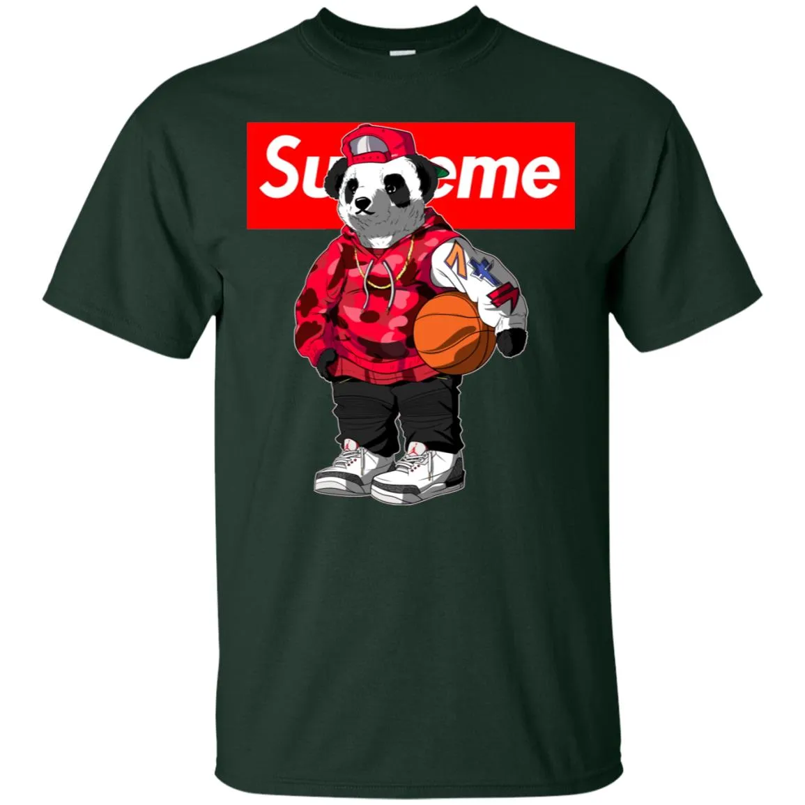 Supreme Bear Basketball T-shirt Men Cotton T-Shirt