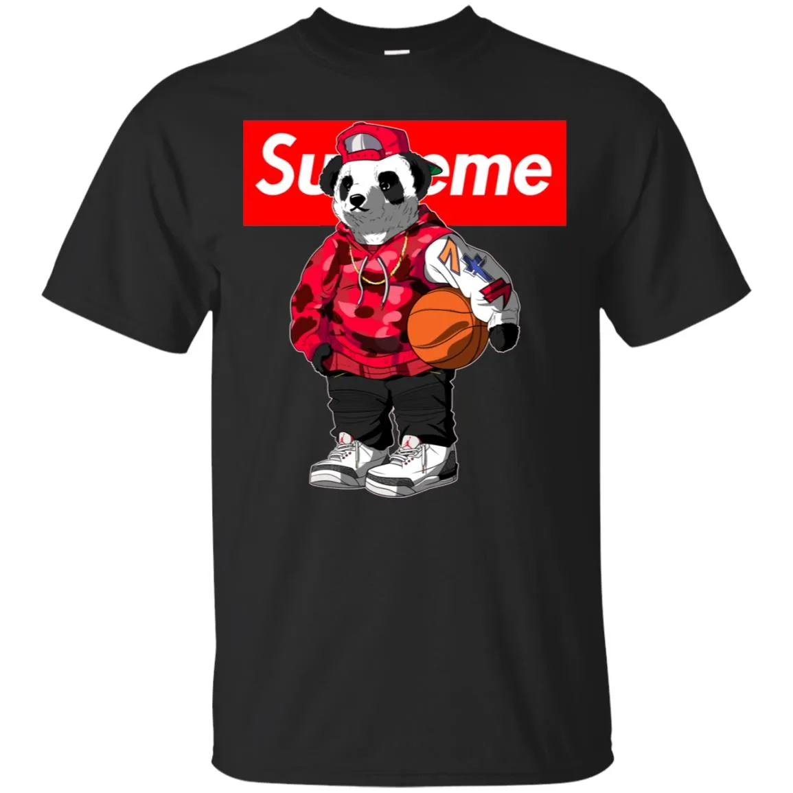 Supreme Bear Basketball T-shirt Men Cotton T-Shirt