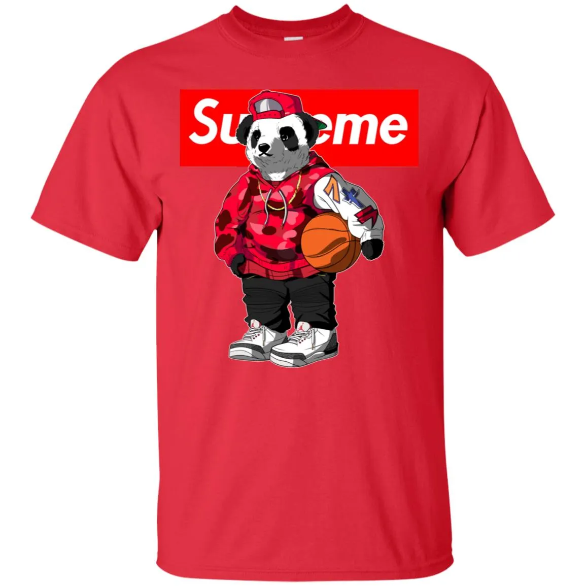 Supreme Bear Basketball T-shirt Men Cotton T-Shirt