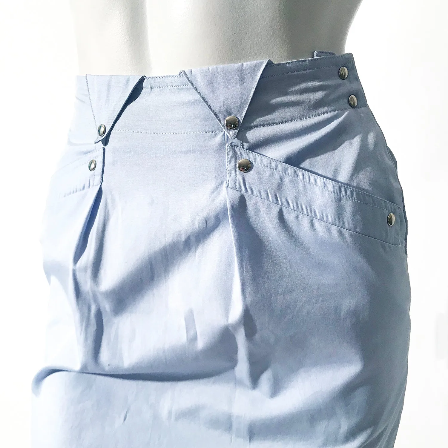 Vintage Blue Cotton Pencil Skirt